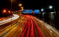 les longs feux rouges sur l'autoroute