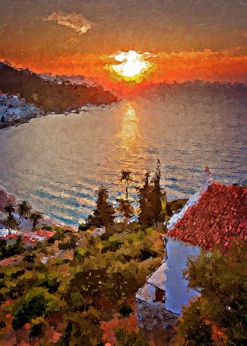 Sunset on the Greek island of Samos (art)