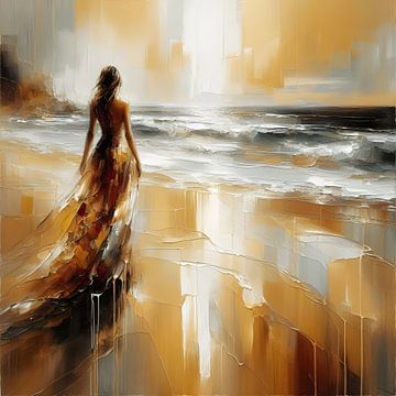 Woman on the Beach van FoXo Art