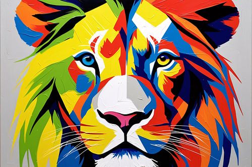 Kleurrijke abstracte leeuwenkop