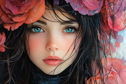 vrouw met bloemen fantasie