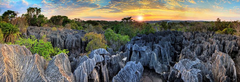 Panorama du coucher de soleil dans les Tsingy par Dennis van de Water