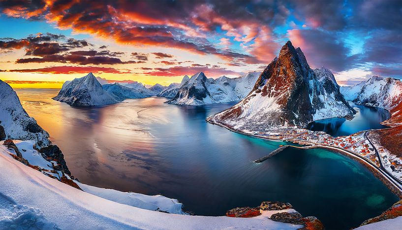Norway with sunset by Mustafa Kurnaz