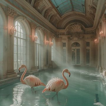 Plaisir de la baignade avec Flamingo's sur Karina Brouwer