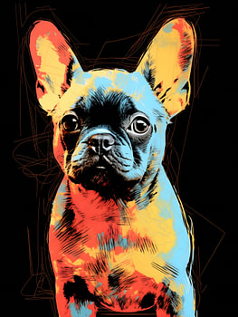 Pop Art Frenchie - Franse Bulldog in levendige tinten - Muurkunst