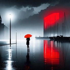 Femme au port de plaisance la nuit-01 sur Manfred Rautenberg