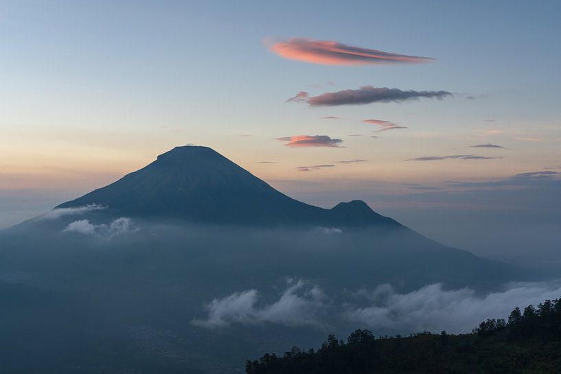A beautiful sunrise seen from the Sikunir mountain in Central Java by Anges van der Logt