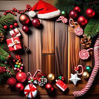 Weihnachtsschmuck auf einem Holzboden