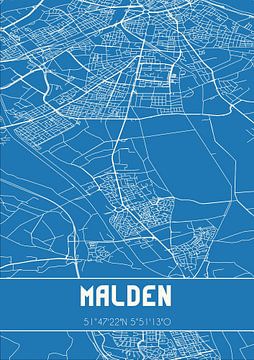 Blauwdruk | Landkaart | Malden (Gelderland) van MijnStadsPoster