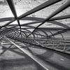Bicycle bridge De Netkous in Rotterdam in black and white by W J Kok