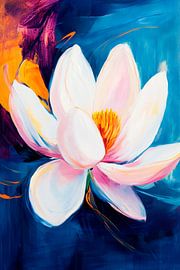 Lotus blossom on abstract background by Poster Art Shop