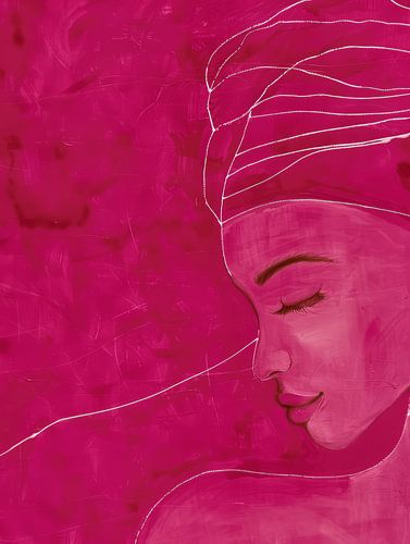 Modernes und abstraktes Porträt in hellem Rosa