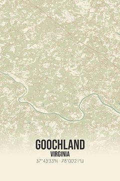Vintage landkaart van Goochland (Virginia), USA. van MijnStadsPoster