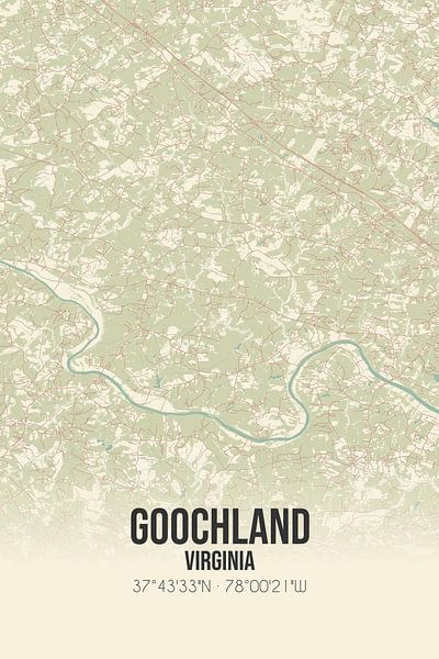 Carte ancienne de Goochland (Virginie), USA. par Affiches de lieux