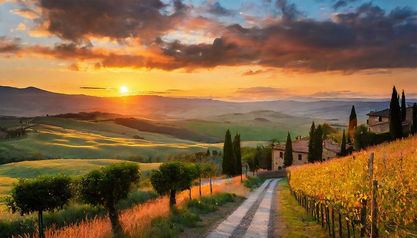 Toscane matin avec lever de soleil par Mustafa Kurnaz
