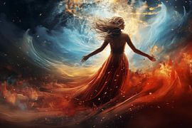 Farben Urknall Digitale Kunst Fantasie mit junger Frau