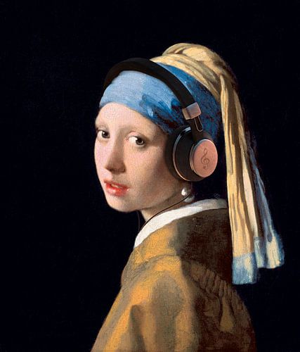 Girl with a Pearl Earring and Headphones by Maarten Knops