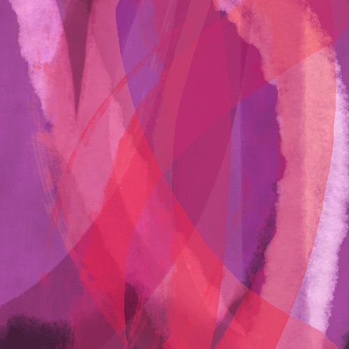 Abstracte lijnen en vormen in neonroze, rood en violet
