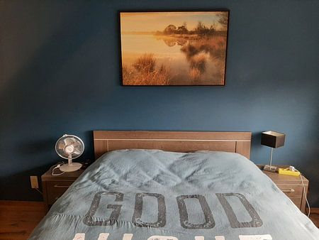 Morgennebel über einem kleinen See im Wald