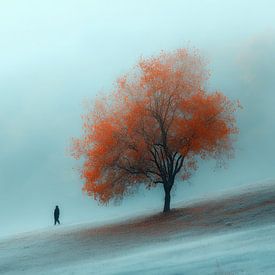 Abstract Landscape - Orange Blue Dreamy Painting by BowiScapes abstract and digital art