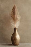 Gold vase with feather