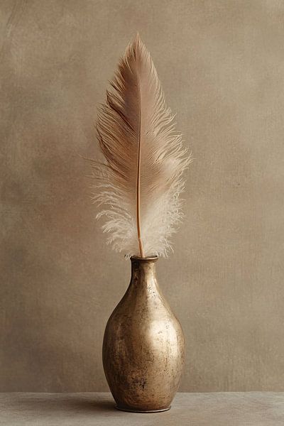 Gold vase with feather by Imperial Art House