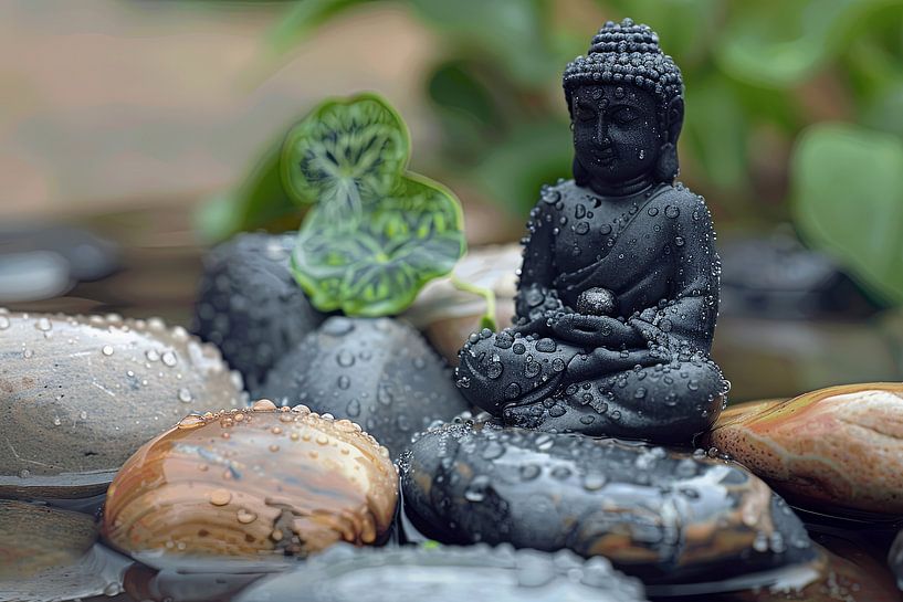 Buddha statue in Zen garden by Poster Art Shop