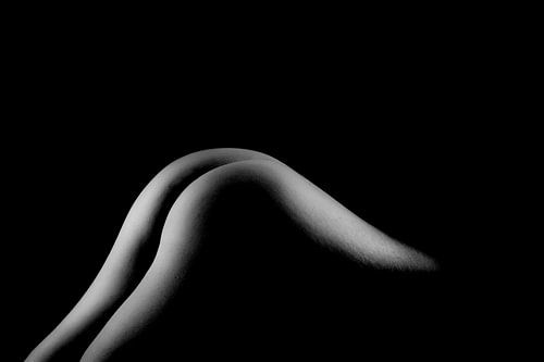 Artistiek Naakt van de vorm van een Vrouw in Low Key Bodyscape