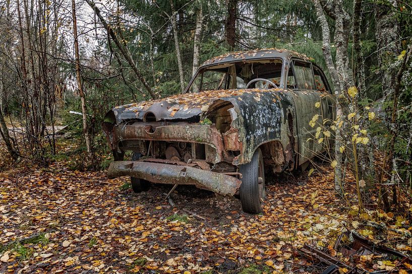 Roestige erfenissen in het bos - autokerkhof in Zweden van Gentleman of Decay