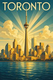 Strahlende Skyline von Toronto - Art Deco CN Tower Poster