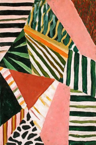 Fragment in Motion | Salmon Pink and Deep Green