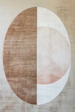 Minimalistische Illustration eines Ovals mit kontrastierenden Formen auf Leinen Hintergrund von Thea