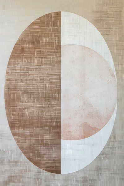 Minimalistische Illustration eines Ovals mit kontrastierenden Formen auf Leinen Hintergrund von Thea