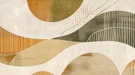 botanische vormen in aardtinten van Koffie Zwart