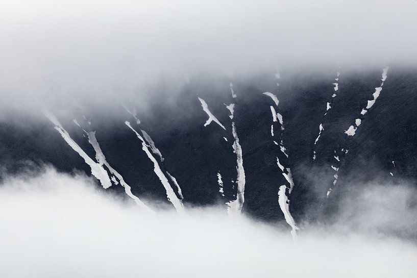 Rock wall among the fog - Disko Island, Greenland by Martijn Smeets