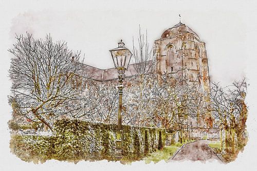 The Great Church in Veere (watercolour)