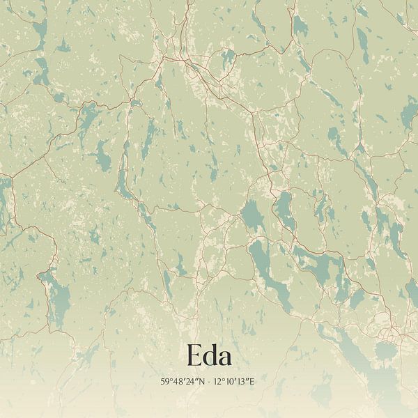 Vintage map of Eda, Sweden. by Prints of Place