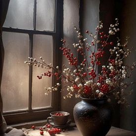 vase de style vieux maître avec des fleurs. sur J.a Dijkstra