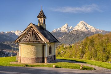 Kirchleitn Kapel en Watzmann in Berchtesgaden van Michael Valjak