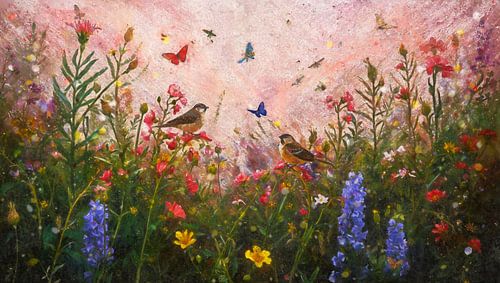 Bloemen Vlinders en Vogels