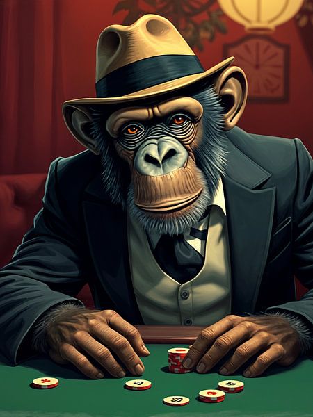 Primate jouant au poker par Rizal Azhari