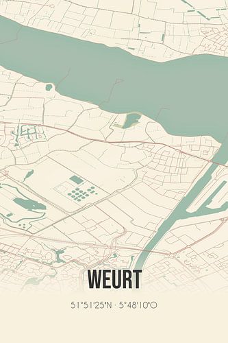 Vintage landkaart van Weurt (Gelderland)