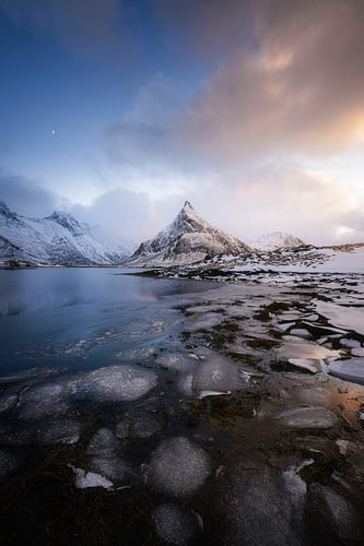 Winterse stilte bij Fredvang, Lofoten