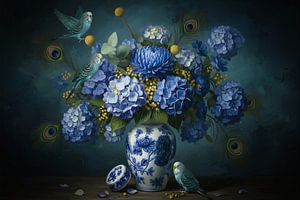 Perruches en bleu hollandais