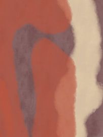 Abstracte schilderkunst. Vormen in warm rood, bordeauxrood en wit