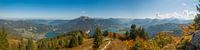 Panoramic view from the Zwölferhorn to the Wolfgangsee in autumn