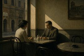Quiet Afternoon in a Roman Café – Cinematic European Wall Art by Dodik Hariyono