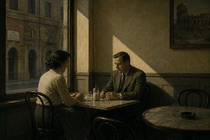Quiet Afternoon in a Roman Café – Cinematic European Wall Art