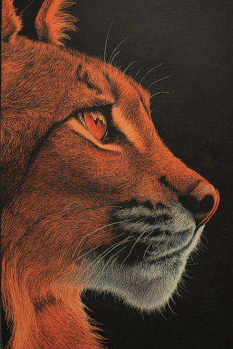 Fox Portrait in Glowing Shadow by Eva Lee