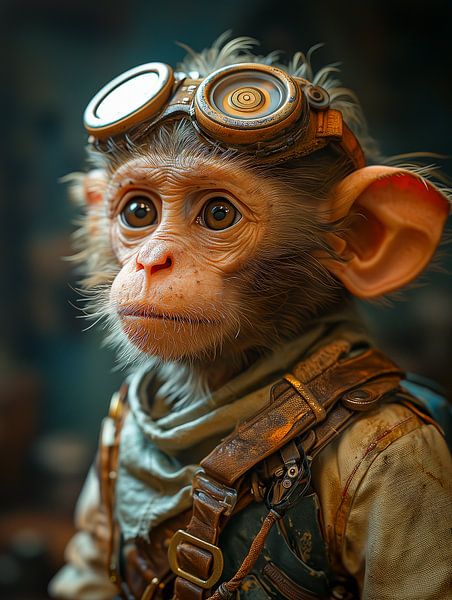 Drôle de singe habillé en aviateur par Luc V. de Zeeuw